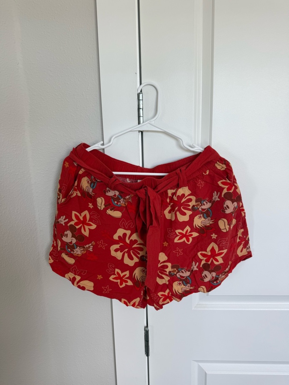 Disney Red Mickey Mouse Floral Lounge Shorts